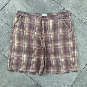 Modern Culture Mens Brown Plaid Shorts Size 38 Casual Flat Front Summer